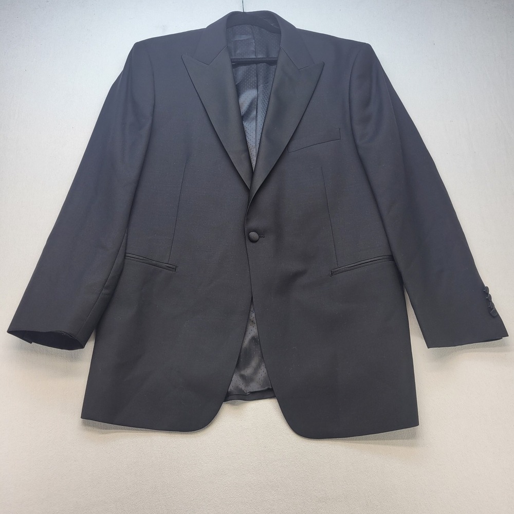 Mantoni Blazer Mens 44R Black Peak Lapel Super 140s Virgin Wool Formal